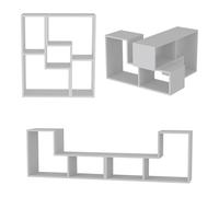 [en.casa] Mueble de TV Juego de 2 Elementos Modulares con 4 Compartimentos Abiertos Conjunto de 2 Estantes en Forma de L para Pared o Suelo Combinación Libre Aglomerado 92 x 54 x 30 cm Blanco