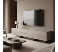 [en.casa] Mueble de TV Kapipimso 3 puertas abatibles 194x31x37cm Roble/Gris | Mesa de TV con tablero rectangular y pasacables mueble de salón dormitrio 3 compartimentos cerrados Sistema Push-to-Open