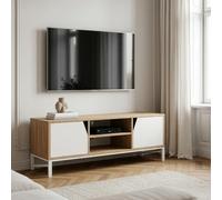 [en.casa] Mueble de TV Kerrköndam con Puertas 120x40x46 cm Roble y Blanco