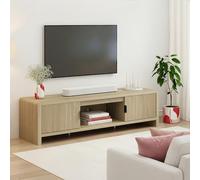[en.casa] Mueble de TV Lukkodso con 1 Compartimento Abierto y 2 Cerrados 1 Pasacables Mueble de Salón con 2 Puertas Tablero Rectangular MDF 150 x 40 x 40 cm - Efecto Roble