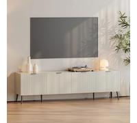 [en.casa] Mueble de TV Nand con Compartimentos Puertas Abatibles Pasacables Mesa de TV Mueble de Salón con Tablero Rectangular 6 Patas Aglomerado Metal 180x35x51cm - Arena