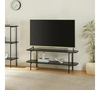 [en.casa] Mueble de TV Samnanger con Estante Inferior Mesa de Tele Diseño Modernol Mueble de Salón Dormitorio Oficina Aglomerado Acero 120 x 40 x 45 cm - Negro