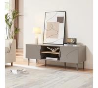 [en.casa] Mueble de TV Starvili con 2 Compartimentos Abiertos y 2 Cerrados Mesa de TV Mueble de Salón con Tablero Rectangular y Pasacables Aglomerado MDF 120 x 40 x 45 cm - Gris