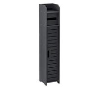 [en.casa] Mueble para Baño Leoben 80 x 15 x 15 cm Armario con Puerta y Soporte para Papel higiénico Auxiliar de Baño WPC Gris Oscuro
