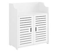 [en.casa] Mueble para baño Trosa 72 x 60 x 32 cm Mueble Auxiliar para baño con 2 Puertas y 1 Estante 2 Estantes Adicionales detrás de la Puerta WPC Blanco