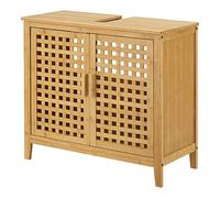 [en.casa] Mueble para Debajo del Lavabo Armario Bajo Práctico para Baño con 2 Puertas Enrejadas Ecológico Bambú 60 x 67 x 30 cm Natural