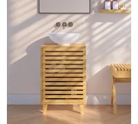 [en.casa] Mueble para Debajo del Lavabo Iveland con 2 Compartimentos Cerrados Mueble Auxiliar Baño con Puerta de Rejilla Ventilación Óptima Bambú 60 x 100 x 45 cm - Natural