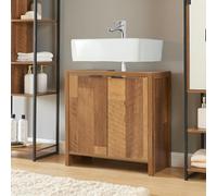 [en.casa] Mueble para Debajo del Lavabo Namsskogan con Compartimentos Cerrados Elegante Mueble Auxiliar Baño 2 Puertas con Tiradores Aglomerado 60 x 60 x 30 cm - Efecto Nogal