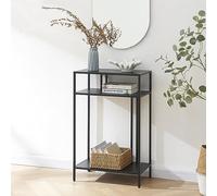 [en.casa] Mueble Recibidor Kumlinge Mueble Entrada Consola Recibidor Mesa Consola con 2 Estantes para Salón Pasillo Dormitorio Resistente Metal 85 x 55 x 30 cm - Negro