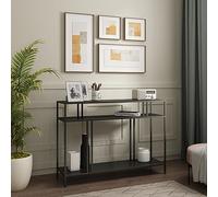 [en.casa] Mueble Recibidor Kumlinge Mueble Entrada Consola Recibidor Mesa Consola con 2 Estantes para Salón Pasillo Dormitorio Resistente Metal 78 x 110 x 30 cm - Negro