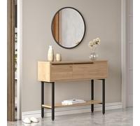 Mesa consola vesanto con compartimentos 100x29.5x76cm - efecto roble [en.casa]