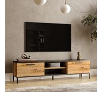 [en.casa] Mueble TV 160 con 2 Salidas de Cables Mesa de Tele Mueble de Salón con 2 Puertas y 2 Estantes Metal/Aglomerado 39 x 160 x 35 cm - Roble Rústico/Antracita