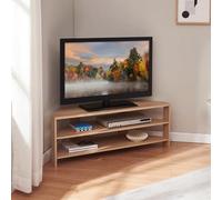 [en.casa] Mueble TV Berg con 2 Estantes Mueble de Salón de Esquina de Diseño Abierto Mesa TV con Parte Trasera Abierta 110 x 36 x 42 cm - Efecto Roble