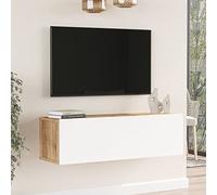 [en.casa] Mueble TV Lapinlahti Suspendido Mesa Tele de Pared con 1 Puerta Aglomerado 100 x 32 x 30 cm - Efecto Roble rústico/Blanco