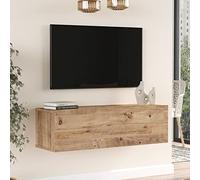 [en.casa] Mueble TV Lapinlahti Suspendido Mesa Tele de Pared con 1 Puerta Aglomerado 100 x 32 x 30 cm - Efecto Roble rústico
