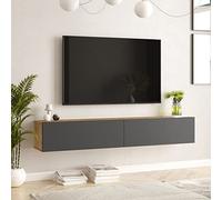 [en.casa] Mueble TV Lapinlahti Suspendido Mesa Tele de Pared con 2 Puertas Aglomerado 180 x 32 x 30 cm - Efecto Roble rústico/Antracita