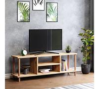 [en.casa] Mueble TV Mesa de Televisión con 2 Compartimientos Salón Dormitorio Estable Aglomerado/Madera de Haya 43 x 120 x 29 cm Efecto Madera
