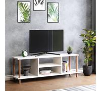 [en.casa] Mueble TV Mesa de Televisión con 2 Compartimientos SalónDormitorio Aglomerado/Madera de Haya 43 x 120 x 29 cm Blanco