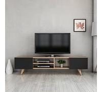 [en.casa] Mueble TV Mesa de Televisión con 3 Estantes Salón Dormitorio Aglomerado/Plástico 40 x 160 x 31 cm cm Roble/Negro