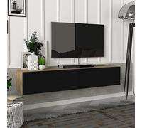 [en.casa] Mueble TV Toivakka Diseño Flotante Mesa TV Suspendido con 2 Compartimientos 2 Puertas Abatibles Máx. 28 kg Aglomerado 135 x 31 x 25 cm - Roble/Negro