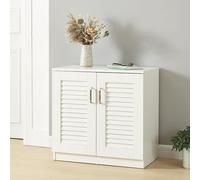 [en.casa] Mueble Zapatero Løten Armario con 3 Compartimentos para 6 Pares de Calzados Puertas de Rejilla Buena Ventilación 62 x 63 x 36 cm - Blanco