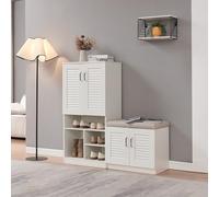 Mueble zapatero løten 4 compartimentos para 17 pares 120x120x37 cm - blanco [en.casa]