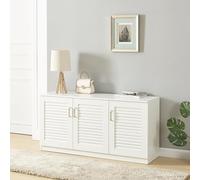 [en.casa] Mueble Zapatero Løten Armario con 6 Compartimentos para 12 Pares de Calzados Puertas de Rejilla Buena Ventilación 62 x 125 x 36 cm - Blanco