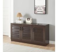 [en.casa] Mueble Zapatero Løten Armario con 6 Compartimentos para 12 Pares de Calzados Puertas de Rejilla Buena Ventilación 62 x 125 x 36 cm - Efecto Wengué