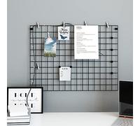 [en.casa] Panel de Rejilla para Notas Listas de Tareas Pared de Fotos Mural Tablero de Anuncios Multifuncional Metal 75 x 55 cm Negro