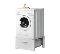 [en.casa] Pedestal para Lavadora Comfortixx con Cajón Soporte Mueble máx. 150 kg Base Lavadora Estándar Mayor Confort Patas con Goma Acero 63 x 54 x 31 cm Blanco