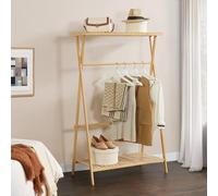 [en.casa] Perchero Burro con 1 Barra 1 Estante Superior para Sombreros y 1 Estante para Zapatos en Dormitorio Recibidor Oficina Estable Bambú 140 x 90 x 45 cm - Color natural