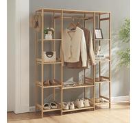 Perchero burro ilomantsi con estantes perchas bambú 165x122x35 cm - natural [en.casa] 122 cm