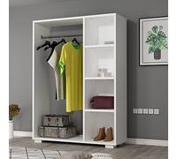 [en.casa] Perchero Burro con 1 Barra y 4 Compartimientos Armario para Ropa Clóset para Dormitorio Oficina Vestidor Aglomerado 126x90x30 cm - Blanco