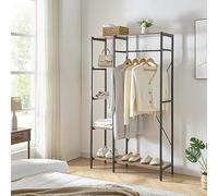 [en.casa] Perchero burro Hvidovre 5 estantes 170x100x35cm Negro/Madera