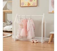 [en.casa] Perchero Burro Infantil con 1 Barra Armario para Ropa Clóset para las Prendas Favoritas Dormitorio MDF 78 x 75 x 35 cm Blanco/Madera