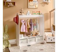 [en.casa] Perchero Burro Infantil Moskenes con 1 Barra Estante Superior 3 Cajas Plegables Extraíbles Armario para Ropa Clóset Dormitorio MDF Textil 107x95x61cm - Blanco