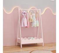 [en.casa] Perchero Burro Infantil Vestnes con Barra para Colgar Zapatero Perchero de Pie Portaropa Guardaropa Dormitorio MDF 99 x 66 x 38 cm - Algodón de azúcar