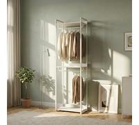 [en.casa] Perchero Burro Jässaatka de Estructura Metálica con 2 Barras y 3 Estantes Diseño Moderno Burro Ropa con Compartimentos para Entrada Dormitorio 200 x 61 x 40 cm - Gris