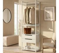 [en.casa] Perchero Burro Jässaatka de Estructura Metálica con Barra 4 Estantes 2 Cajones Diseño Moderno Burro Ropa con Compartimentos para Entrada Dormitorio 200 x 61 x 40 cm - Gris