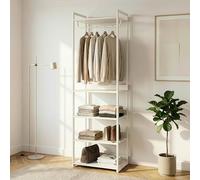 [en.casa] Perchero Burro Jässaatka de Estructura Metálica con Barra y 5 Estantes Diseño Moderno Burro Ropa con Compartimentos para Entrada Dormitorio 200 x 61 x 40 cm - Gris