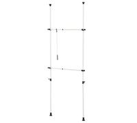 [en.casa] Perchero Burro Ropa Telescópico Vestidor Abierto Altura 105-278 x 75-115 cm Ajustable 2 x Barras Máx. 20 kg Fácil de Instalar Acero Plástico - Blanco