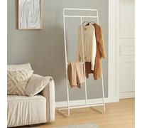 [en.casa] Perchero Burro Sandviken con 3 Barras para Colgar Ropa Mueble de Entrada Pasillo Oficina Diseño Industrial Acero 166 x 63 x 48 cm - Blanco