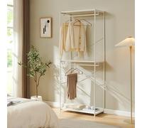 [en.casa] Perchero Burro Verdfjorg 2 barras metal 200x80x40 cm blanco | armario abierto
