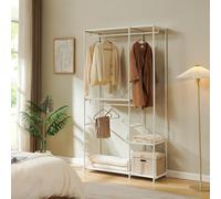 [en.casa] Perchero Burro Verdfjorg 3 barras metal 200x110x40 cm blanco | 3 estantes para zapatos armario abierto