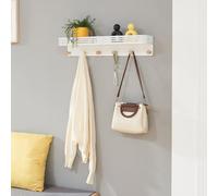 Perchero de pared jäller 6 ganchos metal 60x14x12cm - blanco [en.casa] 12 cm