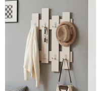 [en.casa] Perchero de Pared Raseborg con 16 Ganchos Diseño para Entrada Dormitorio Oficina Colgador para Prendas Bolsos 80 x 60 x 3 cm - Beige
