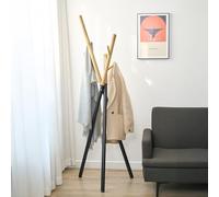 [en.casa] Perchero de Pie Laerdal Perchero de Pasillo en Forma de Árbol con 3 Patas y 5 Ganchos para Entrada Recibidor Oficina Acero 172 x 49 x 49 cm - Negro