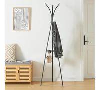 [en.casa] Perchero de Pie Vevelstad para Ropa Sombreros Bolsos con Ganchos Ajustables de Estilo Moderno Acero 181 x 53 x 53 cm - Negro