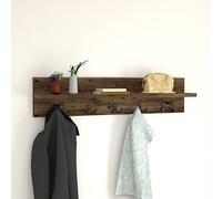 [en.casa] Perchero Mural Hammarö con 10 Ganchos Perchero con Estante de Pared para Sombreros Chaquetas Bolsos Recibidor Aglomerado 80 x 13 x 18 cm Roble antiguo