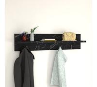 [en.casa] Perchero Mural Hammarö con 10 Ganchos Perchero con Estante de Pared para Sombreros Chaquetas Bolsos Recibidor Aglomerado 80 x 13 x 18 cm Efecto mármol negro
